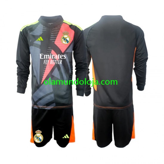 Camisola Real Madrid Guarda-redes Criança Equipamento Segundo 2024-2025 Manga Comprida